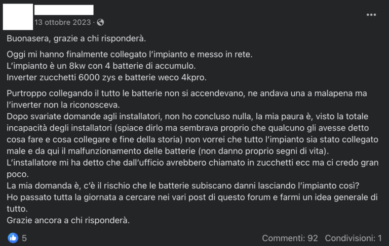 Recensione di un cliente che lamenta la totale disattenzione da parte degli installatori che lo hanno abbandonato dopo aver installato malamente il suo impianto